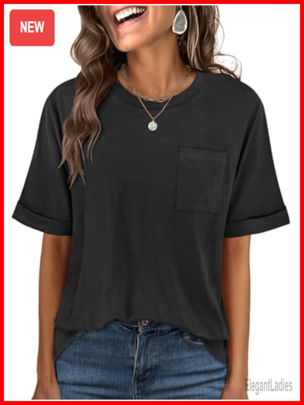 Women's Oversized Short Sleeve Crew Neck T-Shirt Rayon Polyester Elastane